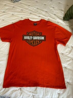 Harley-Davidson Bright Orange Logo Short Sleeve Tee